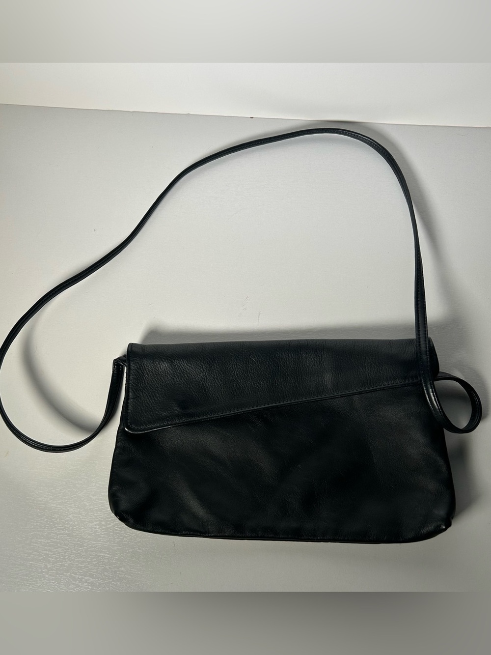 Juliette Leather Handbag Black Shoulder Crossbody Bag Made USA 90s Vintage
